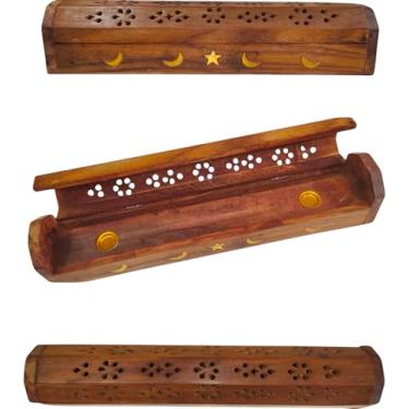 Imagem de Caixa de queimador de incenso com design Jali, padrão lua e estrela, P/L, 30,5 cm
