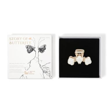 Imagem de Grampo de garra de cabelo pérola para mulheres, trevo de quatro folhas, zircão artificial com alças dupla-face, prendedor de cabelo SHE'S FREE STYLE JUST FOR YOU brilhante vintage, grampos de cabelo