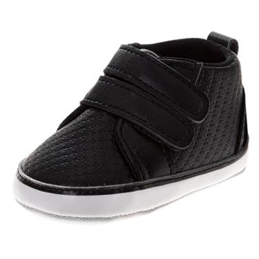 Imagem de Josmo Tênis infantil para bebês com fecho de tira deslizante - Sapato de bebê leve para meninos recém-nascidos (tamanhos: 2-4 bebês), Preto, 17