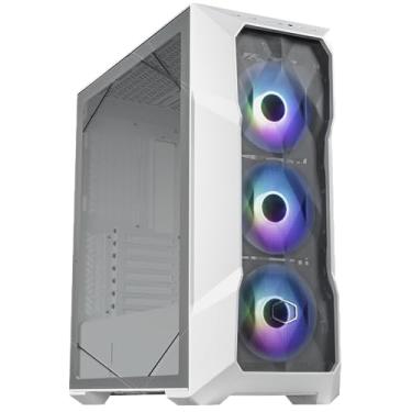 Imagem de Cooler Master TD500 Mesh V2 White Airflow ATX Mid-Tower Case, malha poligonal, vidro temperado cristalino, painel superior removível, 3 x ventiladores PWM ARGB personalizáveis de 120 mm, USB Gen 2 Tipo C (TD500V2-WGNN-S00)