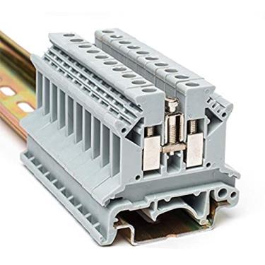 Imagem de Erayco UK2.5N-GR Bloco de terminal de trilho DIN, grampo de parafuso, 600V 20A 24-12AWG, pacote com 100