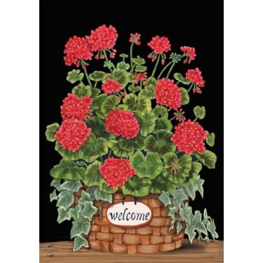 Imagem de Welcome Geraniums Summer Garden Flag Cesta Floral 12,5" x 18" Briarwood Lane