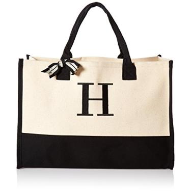 Imagem de Mud Pie Bolsas tote clássicas em tela preta e branca (H), 100% algodão, 43 x 48 x 5 cm