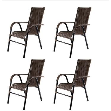 Imagem de Kit 4 Cadeiras Bela Fibra Sintética Aço Acesse Móveis Pequi