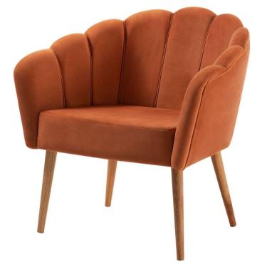 Imagem de Poltrona Petala Slim Daf Móveis Em Madeira Eucalipto Espuma D28 Veludo Caramelo Base Madeira Tauari