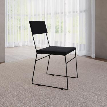 Imagem de Cadeira De Jantar Estofada Málaga Veludo Preto - Cor: Preto