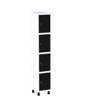 Imagem de Roupeiro Em Aço Mt 1v 4 Portas - Fechadura Branco-preto