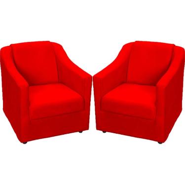 Imagem de Kit 2 Poltronas Mila Pé De Plástico Cromado - Vermelho Suede