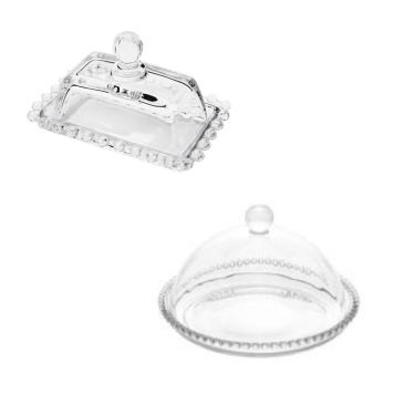 Imagem de Kit Combo Queijeira + Manteigueira Grande Pearl Wolff Transparente