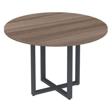 Imagem de Mesa De Reunião Redonda P25 Pandin 110 Cm (largura) Tampo Mdp Walnut Pé Aço Tubular Grafito