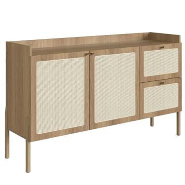 Imagem de Balcão Buffet 2 Portas Oslo Artesano 139 Cm (largura) Mdp Hanover Palha Sintética Bege...