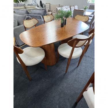 Imagem de Sala De Jantar Organica Com 6 Cadeiras Maciça Encosto Anatômico 2,20x1,10m - Selene - Sala Nobre