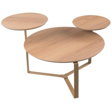 Imagem de Mesa De Centro Para Sala De Estar 3 Em 1 Pés Metálicos Dari A03 Hanover Dourado - Lyam Decor