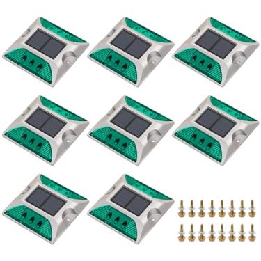 Imagem de NPKRRSK Parafuso De Estrada Solar, 8 Peças Verdes, Led, À Prova D'Água Ip68, Automático, Estilo Moderno, 4,13" Lx W 0,91" H, Alimentado, 1,2 V, Bateria 600 Mah