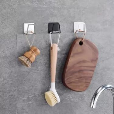 Imagem de Kit Suporte Porta Esponja Bucha Para Pia De Aço Inox Ganho Louça Cozinha Inoxidável Sabonete Adesivo Banheiro Toalha Pano Prato Organizador (3)
