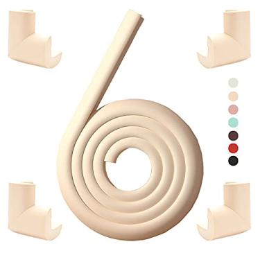 Imagem de Fozobaiy Protetores De Segurança Para Cantos E Bordas Móveis, Mesa Bebês, Proteção Lareira Protetor Espuma Centro, Cômoda Centro (Bege (4 Canto 1,9 M))