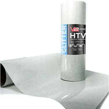 Imagem de Película de transferência de calor V2 Pro Hyper White Glitter HTV 25 cm x 91 cm