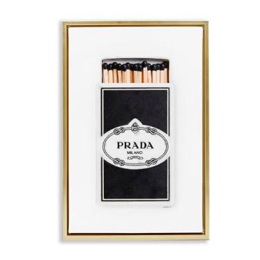 Imagem de Stupell Industries Timeless Glam Black Matchbox Gold Framed Floater Canvas Wall Art Design por Amanda Greenwood, 21 x 31