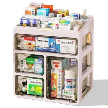 Imagem de Organizador de caixa de armazenamento de plástico multigavetas, caixa de medicamentos - recipiente de armazenamento multifuncional, artigos de papelaria, itens de escritório, fácil acesso, organizador