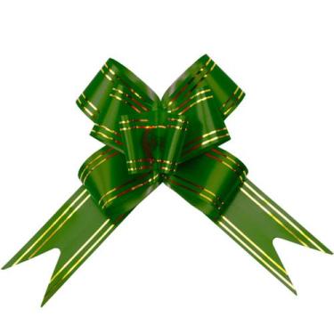 Imagem de 10 Laço Fácil para Presente 12mm - AAZ, Listrado Verde Escuro