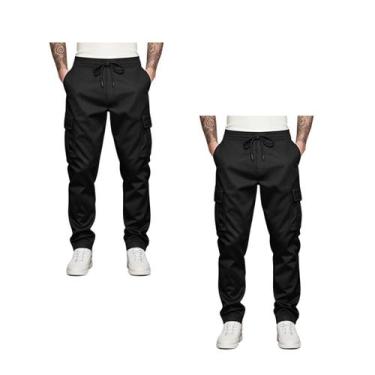 Imagem de Kit 2 Calça Cargo Masculina Jogger Skatista Street Confortável Linha P