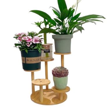Imagem de QruiLanTu Suporte para Plantas de Mesa com 5 Camadas, Prateleira para Flores Em Peitoril de Janela Pequena, Prateleira de Bambu para Suculentas, para Mesa, Sala de Estar, Varanda, Pátio Externo, Jardi