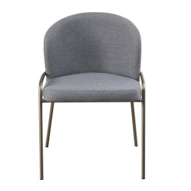 Imagem de Poltrona Estofada Com Base Fixa Em Aço Carbono Pintura Automotiva – Liz Exclusiva Linho Chumbo - Champanhe Automotivo