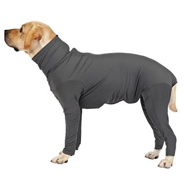 Imagem de HDKUW Terno de recuperação de cães, macacão para cães após cirurgia, gola E, camiseta alternativa para acalmar ansiedade, cinza, P