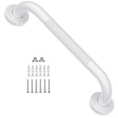 Imagem de Barra de apoio branca esfregada a óleo de 30,5 cm com aderência serrilhada antiderrapante, suporte de corrimão de segurança de banheiro iMomwee de aço inoxidável, barra de equilíbrio de chuveiro, alça