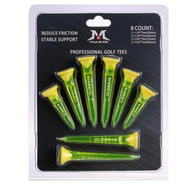 Imagem de MAZEL Pacote com 8 camisetas de golfe de plástico transparente, maior durabilidade e estabilidade, camisetas de plástico com 5 pontas, minimizam o atrito e a rotação lateral (amarelo)