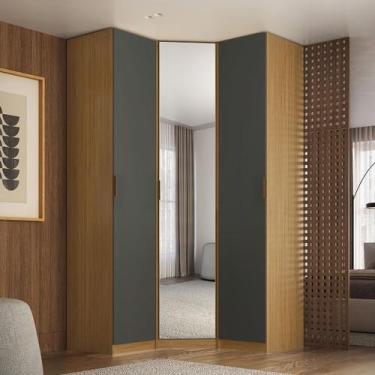 Imagem de Guarda Roupa de Canto Obliquo Espelho 3 Portas MDF Altezza Clean Belma