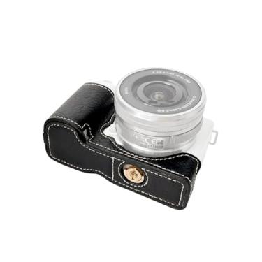 Imagem de Acouto Capa de Câmera Cobertura Protetora de Couro Retro Camera Cães Suporte de Transporte de Bolsa Abrindo o Design Inferior Substituto para Zve10 (BLACK)