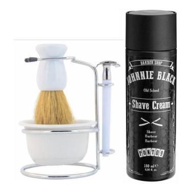 Imagem de Kit Barba Vintage Retrô Saboneteira + Creme Barber Navalha - Tacolandi