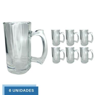 Imagem de 6 Caneca Restaurante Vidro Grosso Chopp Cerveja 380ML - PRATICASA, 0 G