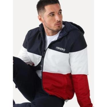 Imagem de Jaqueta Aeropostale Masculina Dupla Face Nylon Colorblock Marinho/Branca/Vermelha-Masculino