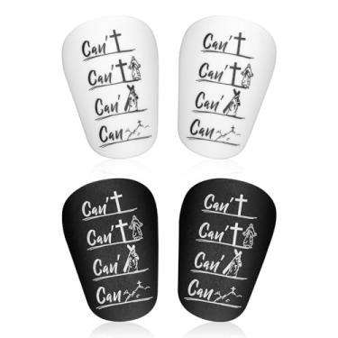 Imagem de NQEUEPN 2 Pares De Caneleiras Em Miniatura, Material Pbt E Eva, Protetores Futebol 10 X 6 Cm/3,94 2,36 Pol. Mini Protetores, Preto Branco, Pequeno Equipamento Para Adolescentes Adultos