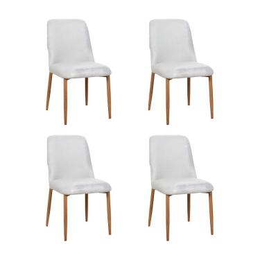 Imagem de Kit 4 Cadeiras De Jantar Montana Estrutura Aço Carbono Laminado Natural Com Estofado Linho Cru