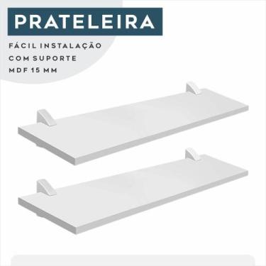 Imagem de kit jogo 2 prateleiras decorativas 20 x 60 cm mdf com suporte - pratk,