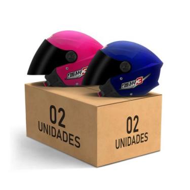 Imagem de Kit 2 Capacetes New Liberty 3 Aberto Viseira Fumê Pro Tork Masculino F