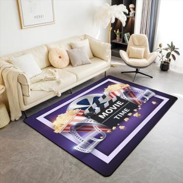 Imagem de Tapete de pelúcia vintage de cinema de cinema 13 x 17 cm tapete decorativo de cinema infantil para meninos meninas adolescentes pipoca cinema pôster design tapetes de sala de estar capa de colcha