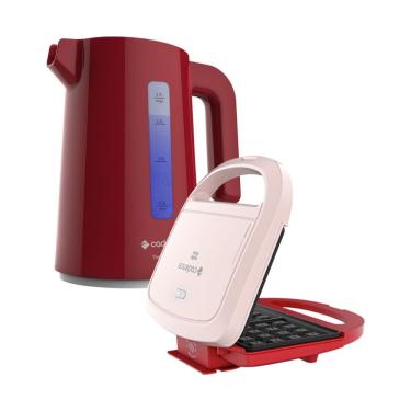Imagem de Kit Máquina De Waffles E Chaleira Vermelha 1,7L Cadence