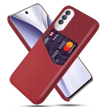 Imagem de Capa para Honor X20 SE,Anti-deslizamento,Proteção contra quedas de 360°,Resistência à impressão digital,Tela e caso de couro PU com 1 slot de cartão atrás-Red