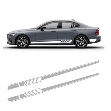 Imagem de ijuicy 2 peças decalques de decoração de carroceria de carro, material BK, impermeável, estilo esportivo, listras longas, adesivos de saia lateral, acessórios decorativos personalizados para veículos,