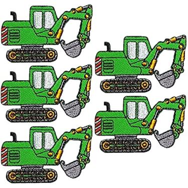 Imagem de Ranger Return Conjunto 5 de miniescavadeiras pequenas e fofas para retroescavadeiras, escavadeiras, desenhos animados, crachá, decalque pequeno, decalque decorativo, aplique de reparo em costurar