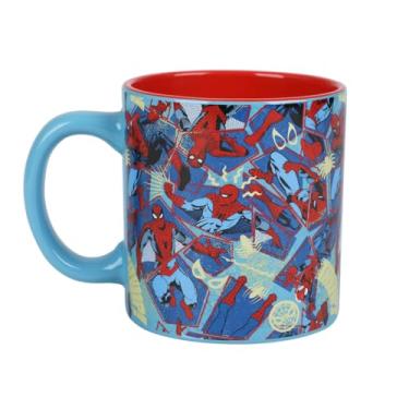 Imagem de Bioworld Caneca de Cerâmica Colagem de Super-Herói do Homem-Aranha 473 ml, Azul e Vermelho, Unissex Adulto