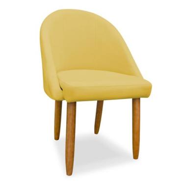 Imagem de Poltrona Cadeira Lua Veludo Sala de Jantar - Leo Decor, Amarelo