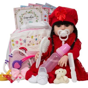 Imagem de Bebe Reborn Morena Recém Nascida Com Bolsa Pode Dar Banho - Cegonha Re