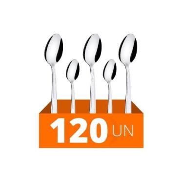 Imagem de Conjunto Chá E Sobremesa Búzios 120 Peças Totalmente Em Aço Inox Ibag 