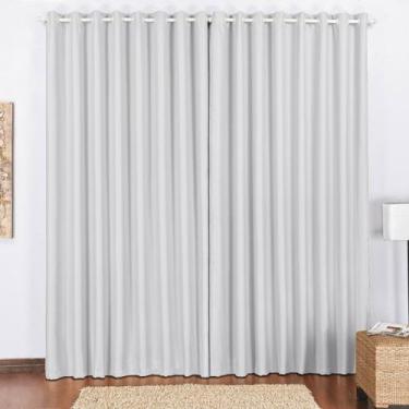 Imagem de Cortina Blackout Branco Off 3,00x2,70 Janela de Vidro Varão - ENTROU C