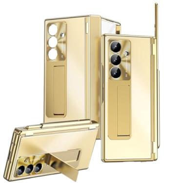 Imagem de Capa Z Fold 7/6/5 5G liga de alumínio para Samsung Galaxy Z Fold 7 5 4 3, suporte de metal com protetor de tela de vidro embutido, uma caneta, 2 dobradiças, capa protetora para câmera (dobra 6